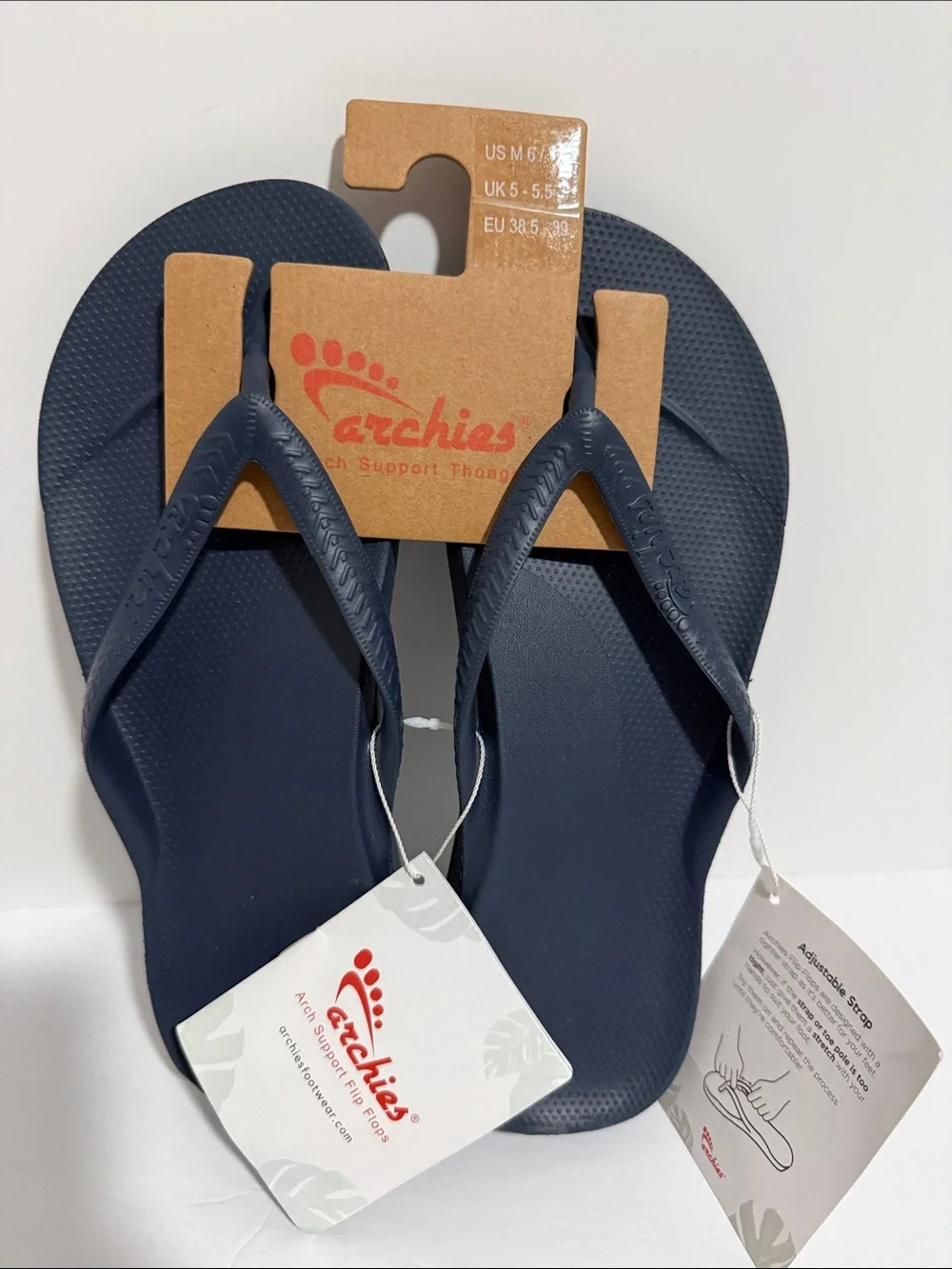 Archie’s Unisex Women's Navy Blue Flip Flop Sandals US Women’s Size 7 - Picture 1 of 6